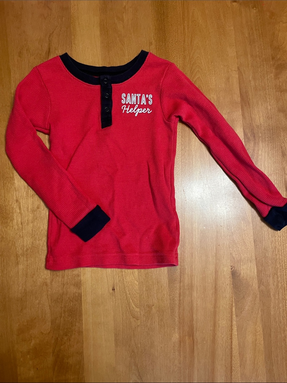 Carter's Red Long-Sleeve 'Santa's Helper' Top with Black Trim